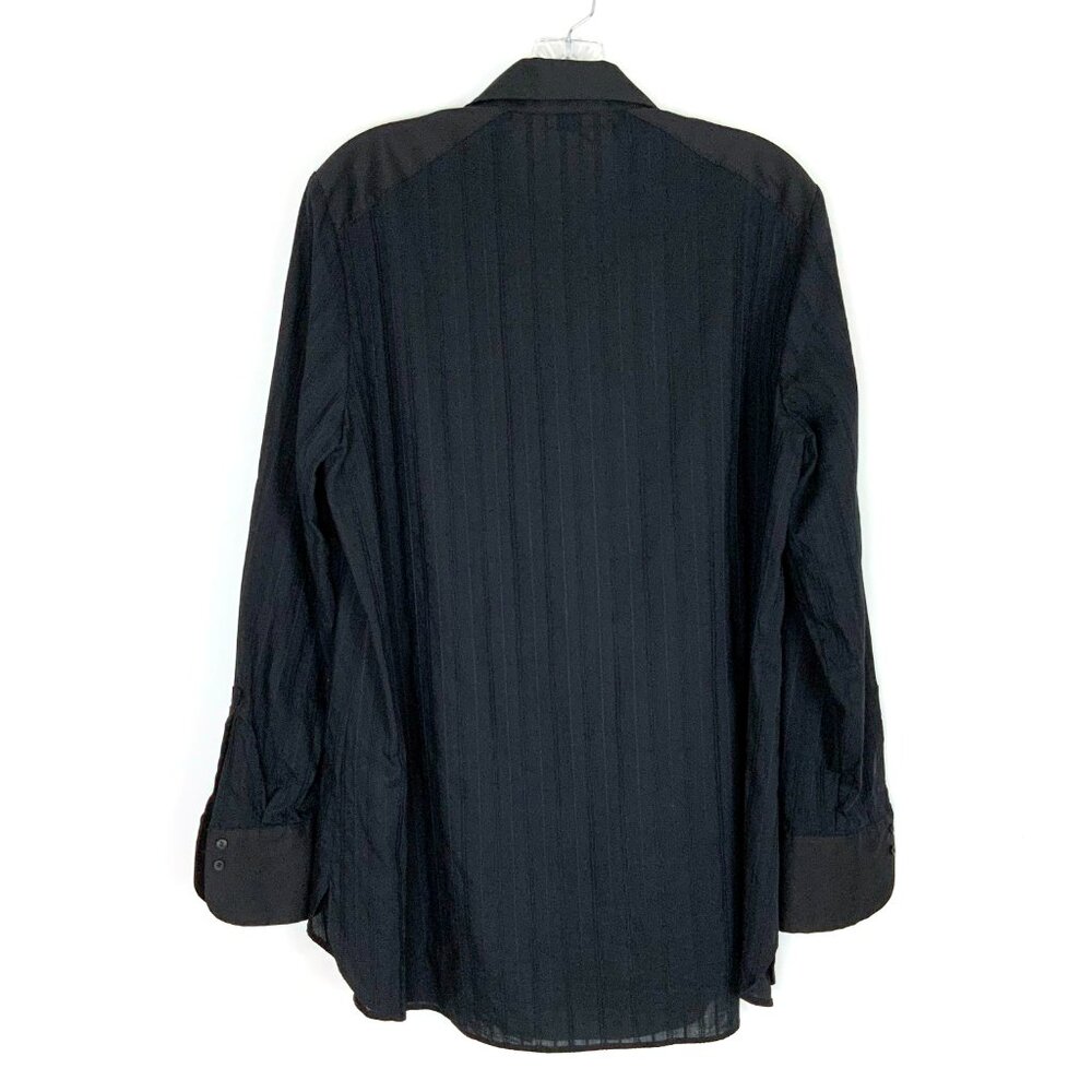 New Per Se by Carlisle Black Button Down Shirt Gold Embellishment Sz 14 - Picture 7 of 16